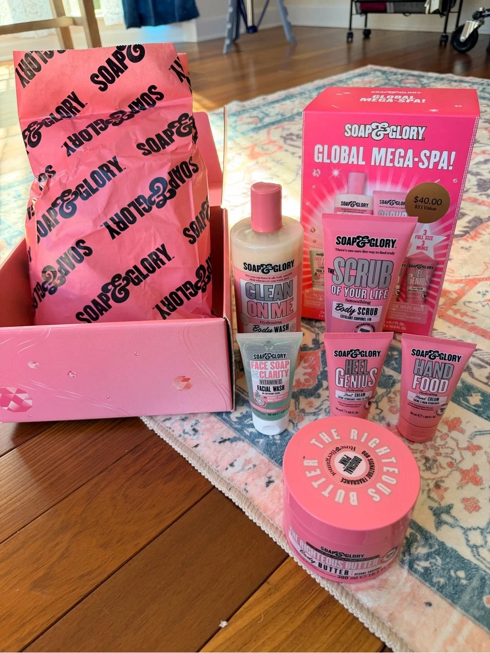 Soap & Glory Global Mega-Spa Gift Set | New | 6-Piece Bath & Body Collection